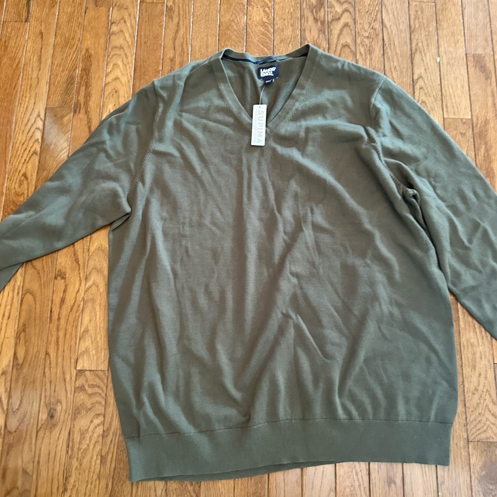 Lands' End Men's V-Neck Sweater in Olive